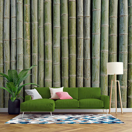 3 Boyutlu Bambu Duvar Temalı Duvar Kağıdı