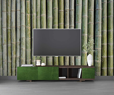 3 Boyutlu Bambu Duvar Temalı Duvar Kağıdı