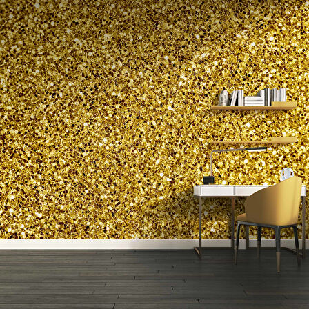 3 Boyutlu Altın Sim Temalı Duvar Kağıdı