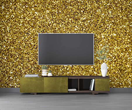 3 Boyutlu Altın Sim Temalı Duvar Kağıdı