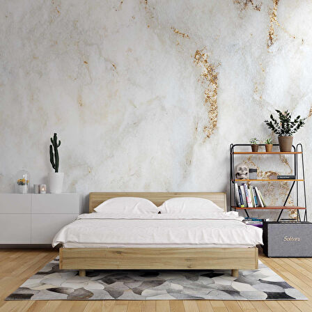 3 Boyutlu Beyaz Altın Mermer Temalı Duvar Kağıdı