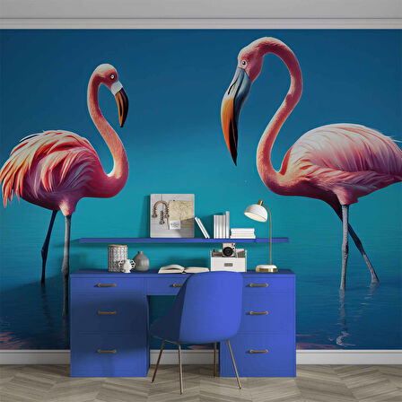 Pembe Flamingo Temalı Duvar Kağıdı