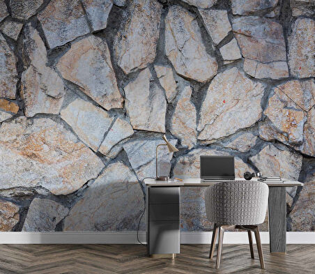 3 Boyutlu Kesme Taş Temalı Duvar Kağıdı
