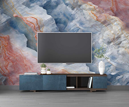 3 Boyutlu Renkli Mermer Görünümlü Duvar Kağıdı