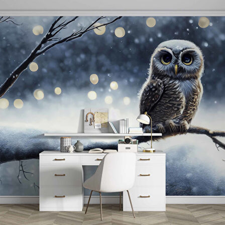 Kış ve Baykuş Manzaralı Duvar Kağıdı