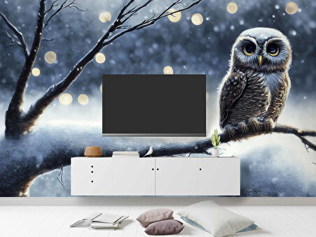 Kış ve Baykuş Manzaralı Duvar Kağıdı