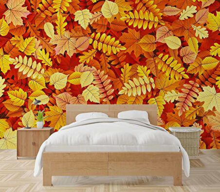 Sonbahar Yaprak Desenli Duvar Kağıdı