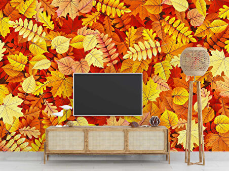 Sonbahar Yaprak Desenli Duvar Kağıdı