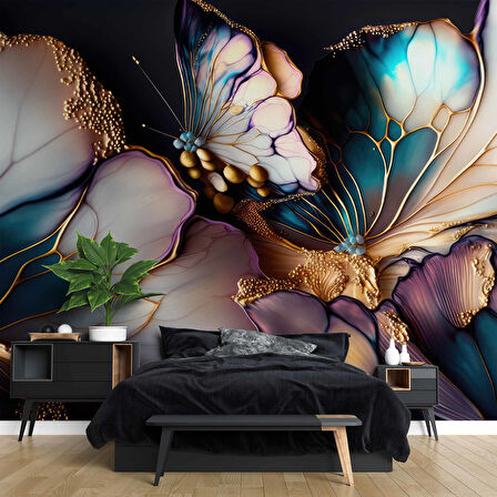 3 Boyutlu Kelebek Kanadı Desenli Duvar Kağıdı