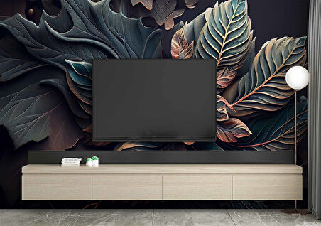 3 Boyutlu Yaprak Desenli Duvar Kağıdı