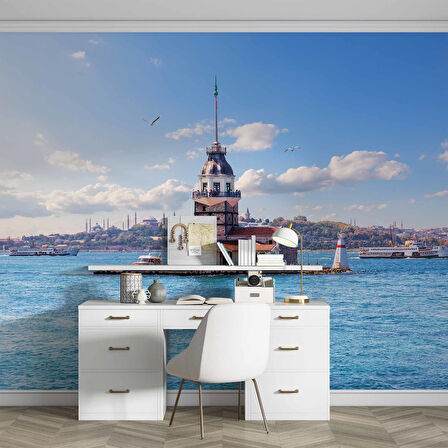 İstanbul Kız Kulesi Manzaralı Duvar Kağıdı