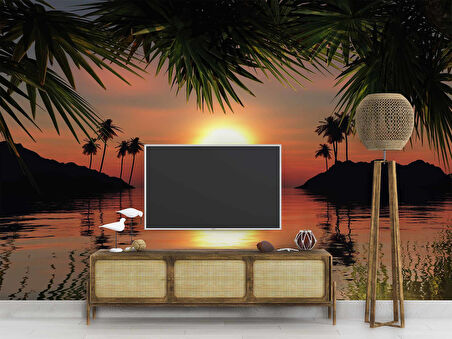 Günbatımı ve Deniz Manzaralı Duvar Kağıdı