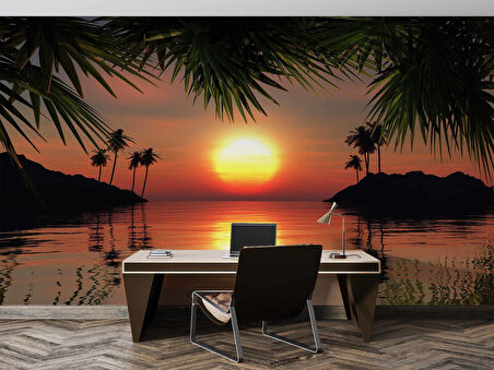 Günbatımı ve Deniz Manzaralı Duvar Kağıdı