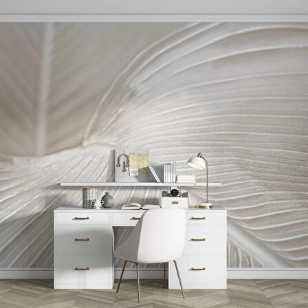 3 Boyutlu Beyaz Tüy Desenli Duvar Kağıdı