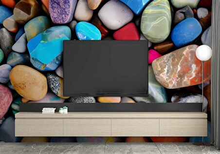 3 Boyutlu Renkli Taş Desenli Duvar Kağıdı