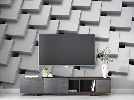 3 Boyutlu Beyaz Kare Desenli Duvar Kağıdı