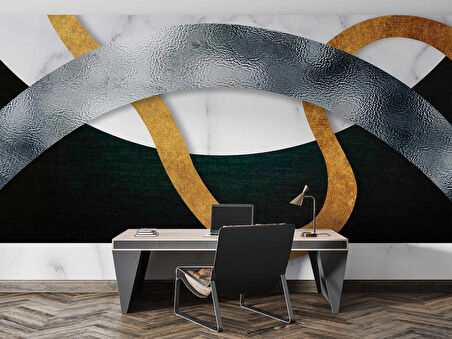 3 Boyutlu Siyah Geometri Desenli Duvar Kağıdı