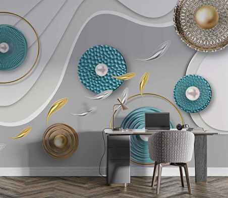 3 Boyutlu Yuvarlak Desenli Duvar Kağıdı