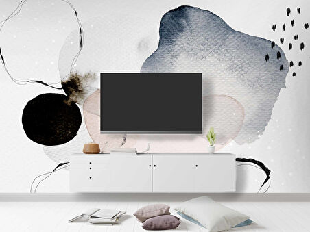 Siyah Sulu Boyama Desenli Duvar Kağıdı