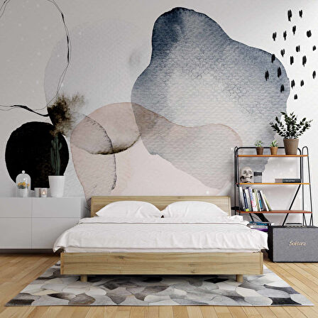 Siyah Sulu Boyama Desenli Duvar Kağıdı