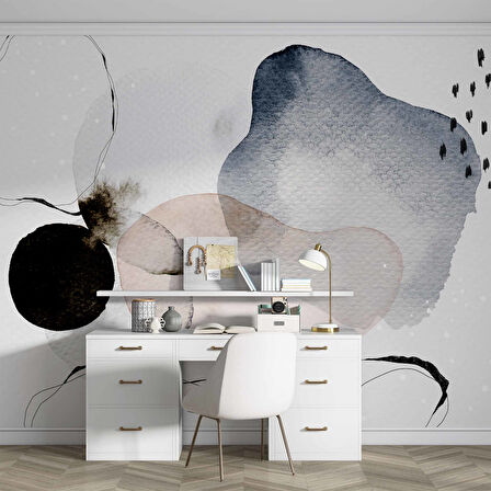 Siyah Sulu Boyama Desenli Duvar Kağıdı