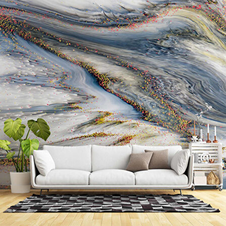 Renkli Karışık Mermer Desenli Duvar Kağıdı