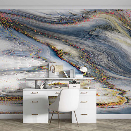 Renkli Karışık Mermer Desenli Duvar Kağıdı