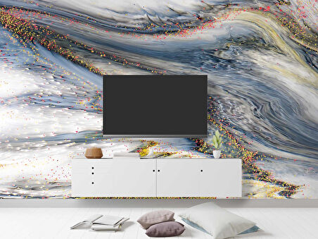 Renkli Karışık Mermer Desenli Duvar Kağıdı