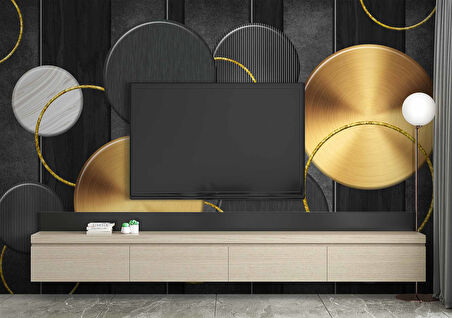 3 Boyutlu Yuvarlak Geometri Desenli Duvar Kağıdı