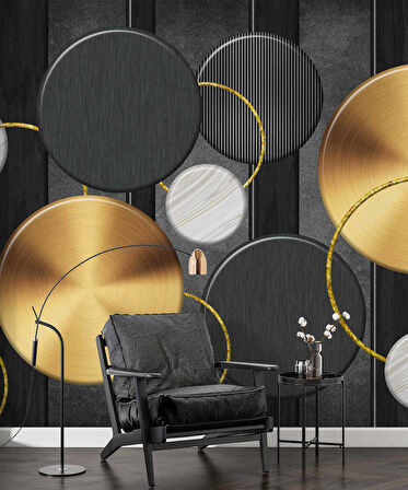 3 Boyutlu Yuvarlak Geometri Desenli Duvar Kağıdı