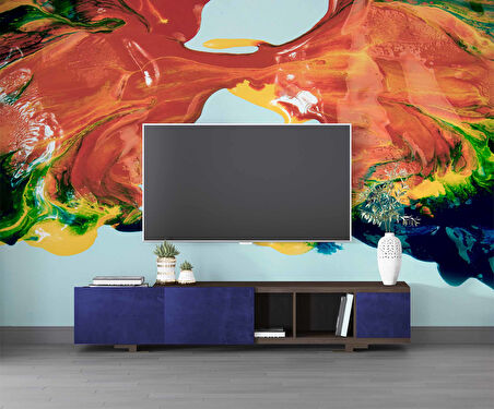 Renkli Yağlıboya Desenli Duvar Kağıdı