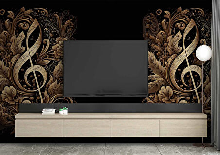 Altın Sol Anahtarı Desenli Duvar Kağıdı