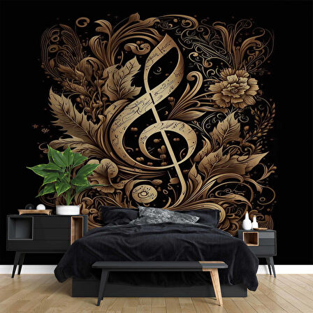 Altın Sol Anahtarı Desenli Duvar Kağıdı