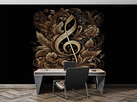 Altın Sol Anahtarı Desenli Duvar Kağıdı