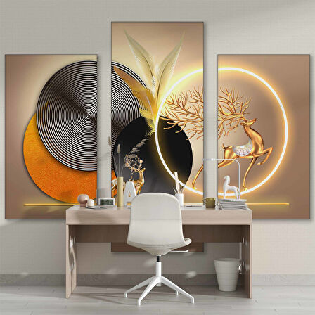 3 Boyutlu Altın Geyik Desenli Duvar Kağıdı