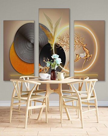 3 Boyutlu Altın Geyik Desenli Duvar Kağıdı