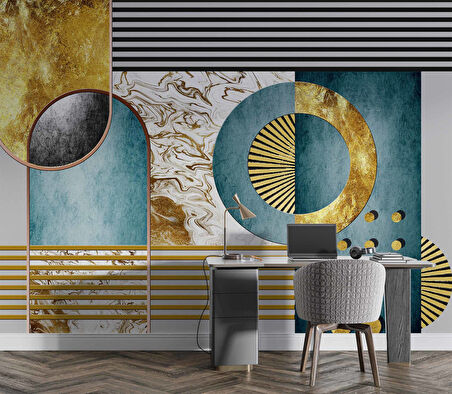 3 Boyutlu Geometrik Duvar Desenli Duvar Kağıdı