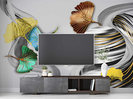 3 Boyutlu Gri Temalı Geometrik Duvar Kağıdı