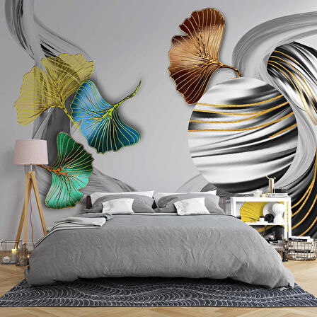 3 Boyutlu Gri Temalı Geometrik Duvar Kağıdı