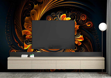 3 Boyutlu Girdap Çiçek Desenli Duvar Kağıdı