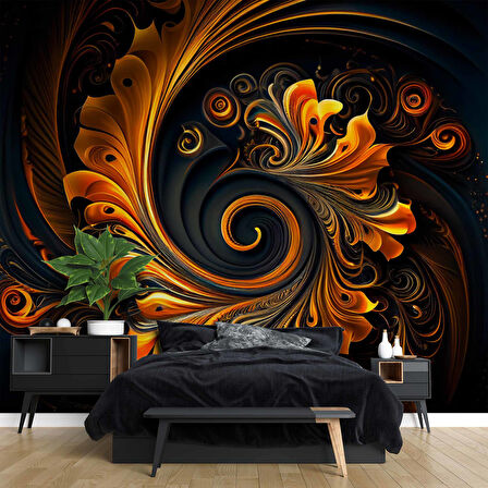 3 Boyutlu Girdap Çiçek Desenli Duvar Kağıdı