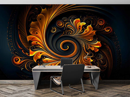 3 Boyutlu Girdap Çiçek Desenli Duvar Kağıdı