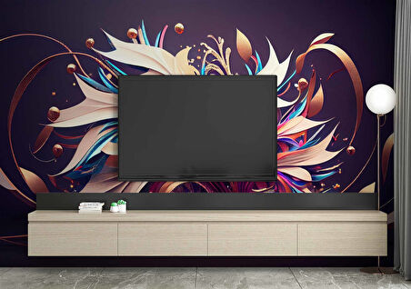 3 Boyutlu Mor Kurdale Çizim Desenli Duvar Kağıdı