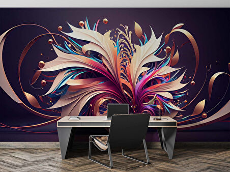 3 Boyutlu Mor Kurdale Çizim Desenli Duvar Kağıdı