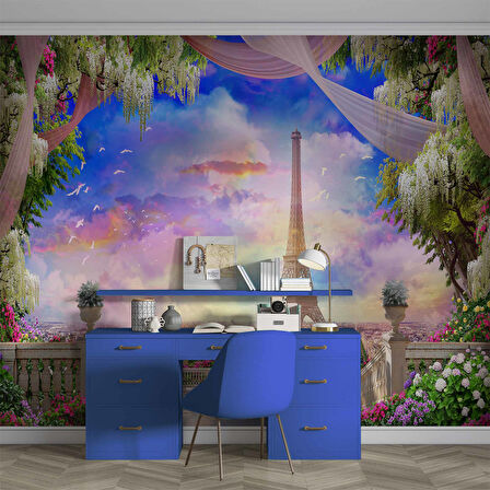 Romantik Pembe Eyfel Kulesi Manzaralı Duvar Kağıdı