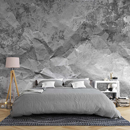 Gri Kıvrışık Kağıt Desenli Duvar Kağıdı