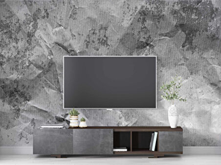 Gri Kıvrışık Kağıt Desenli Duvar Kağıdı