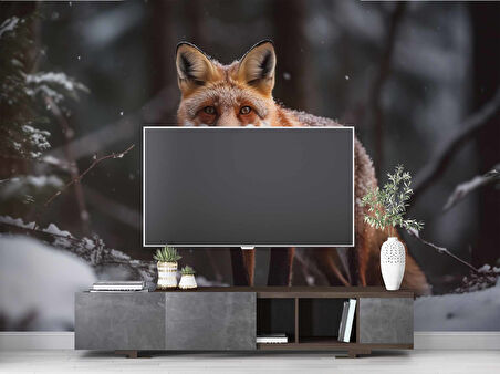 Kar ve Tilki Manzaralı Duvar Kağıdı