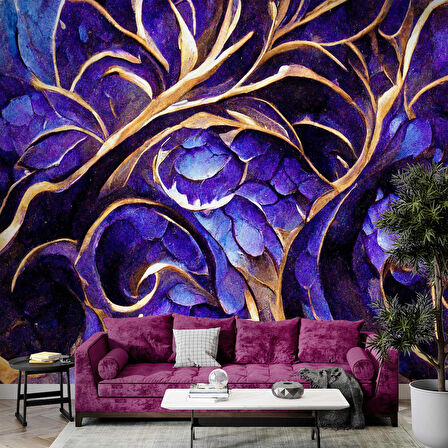 Mor Kristal Desenli Duvar Kağıdı