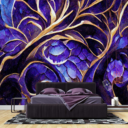 Mor Kristal Desenli Duvar Kağıdı